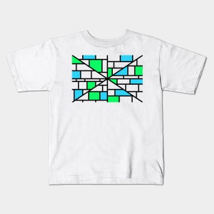 Abstract mosaic pattern grid with random colours blue and green - illustration Kids T-Shirt